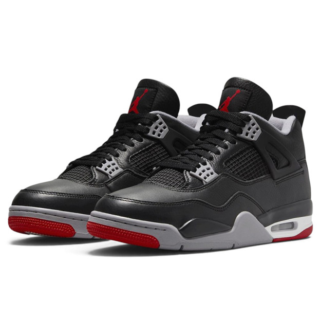 Jordan 4 Black Red Gray Winter with FUR