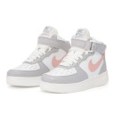Nike Air Force 1 High Grey Pink Winter С МЕХОМ